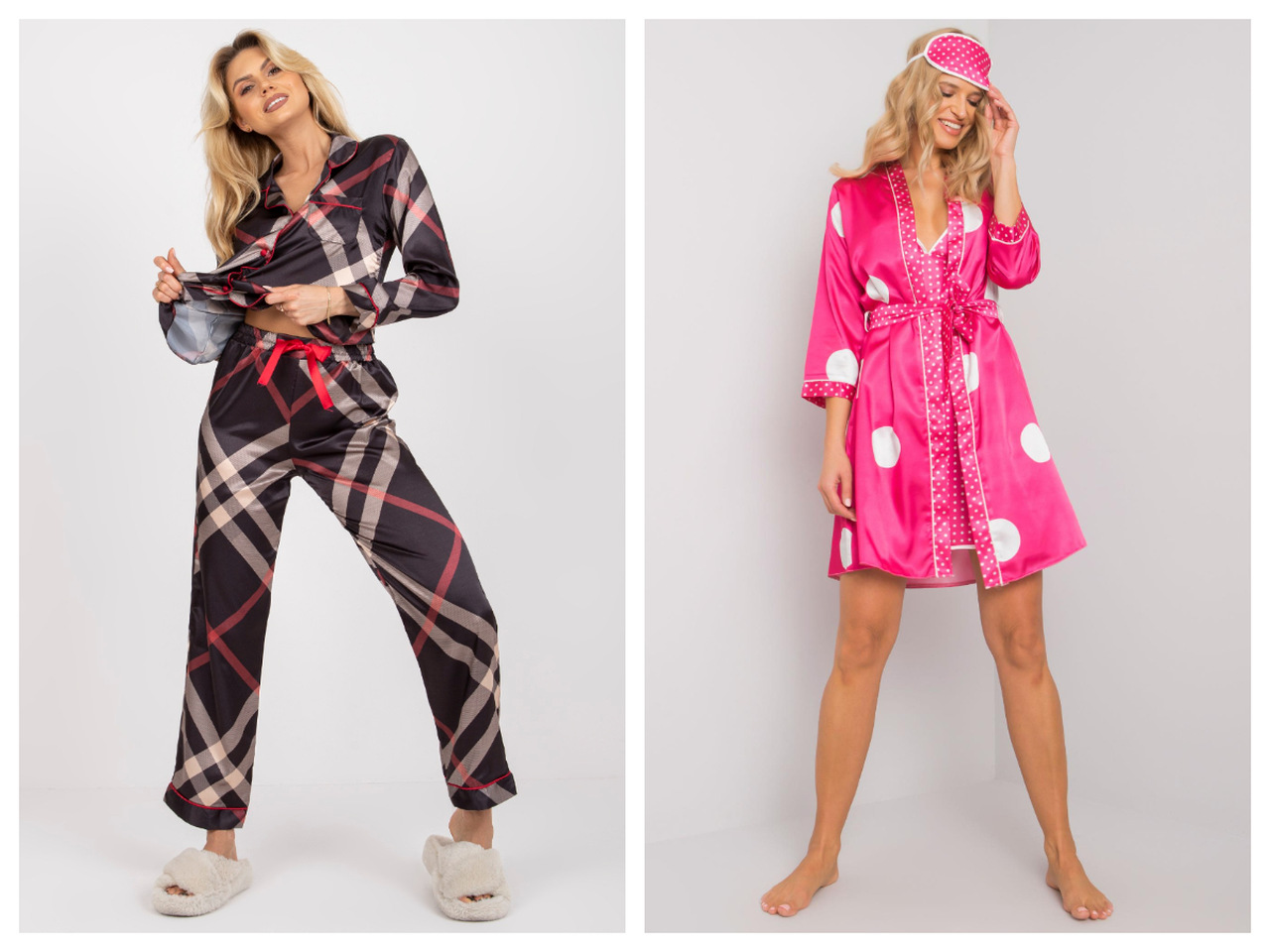 Piżama damska satynowa we wzory