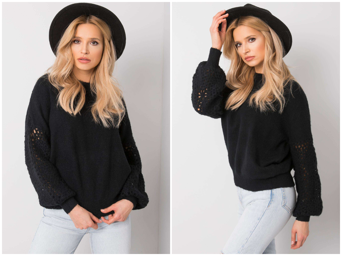 Styl grunge w modzie Czarny ażurowy sweter w stylu grunge