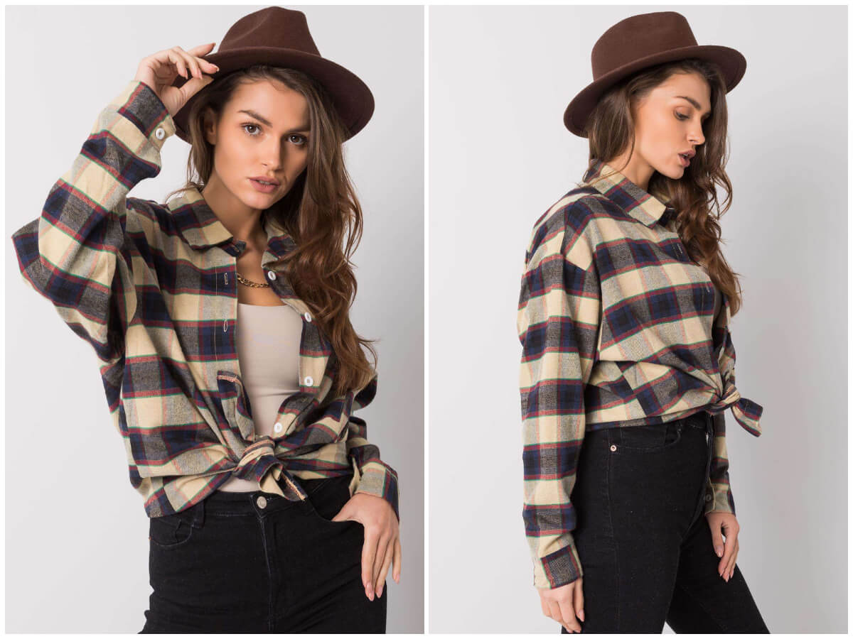 Styl grunge damski Fanelowa koszula w kratę w stylu grunge z wiązaniem