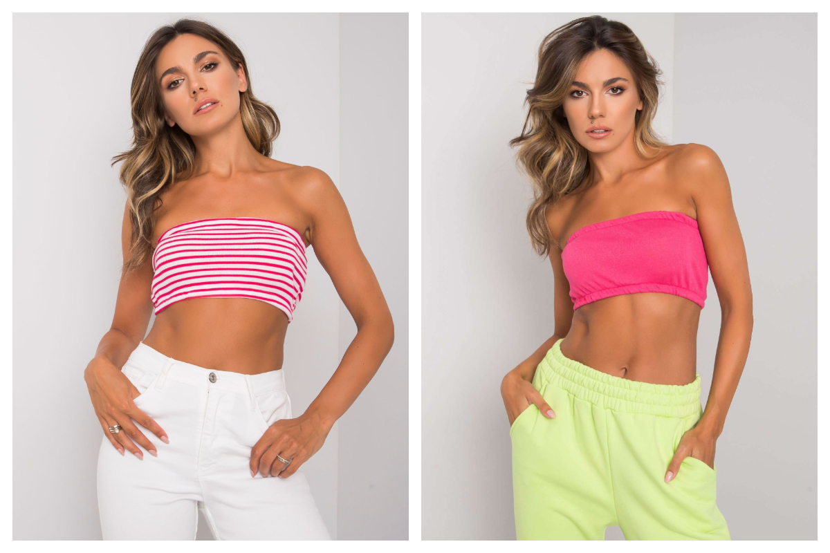 Topy bandeau w modnych stylizacjach damskich Top bandeau w kolorze różowym