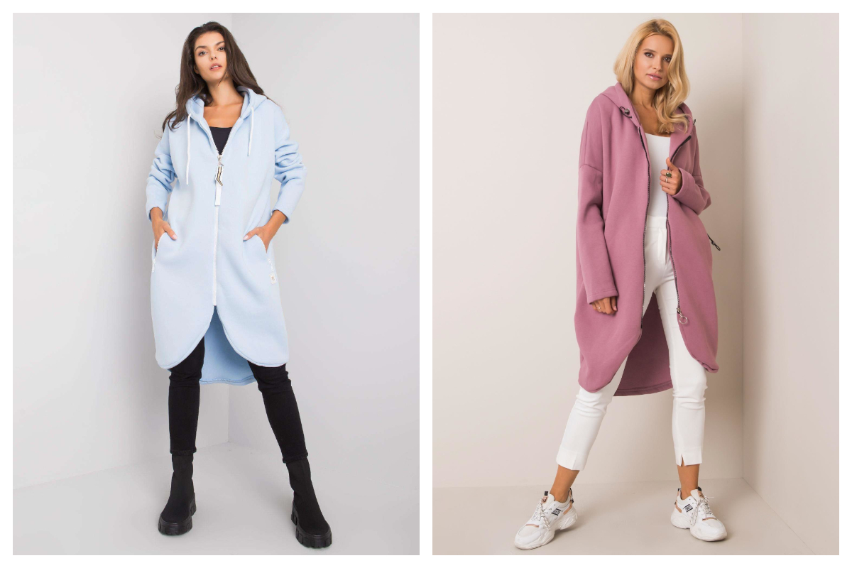 Rozpinana bluza damska w hurtowni w kolorze jasnoniebieskim