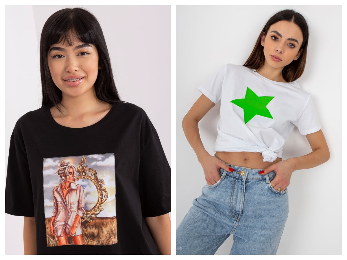T-shirty damskie z nadrukiem w hurtowni Factoryprice.eu Bawełniane t-shirty damskie z nadrukiem