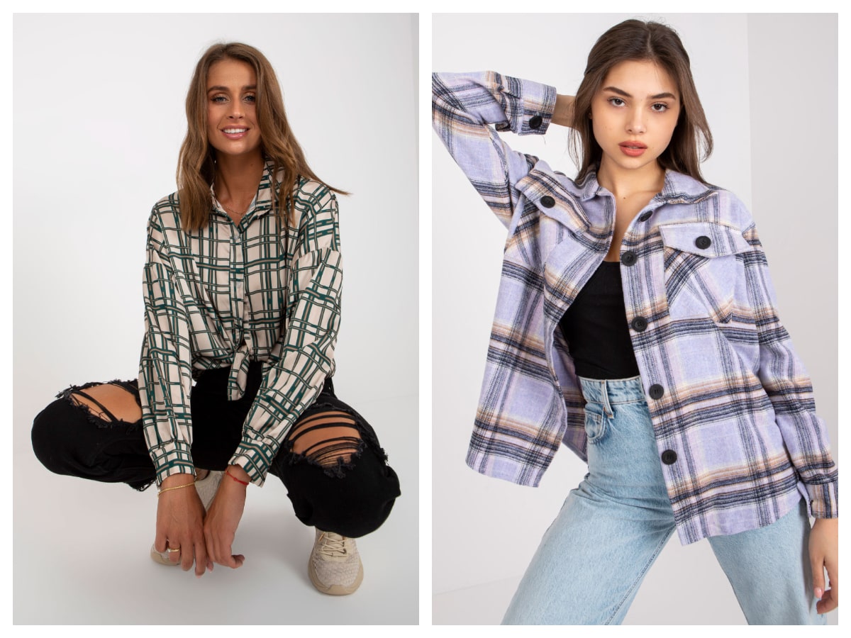 Wierzchnia koszula w kratę damska 